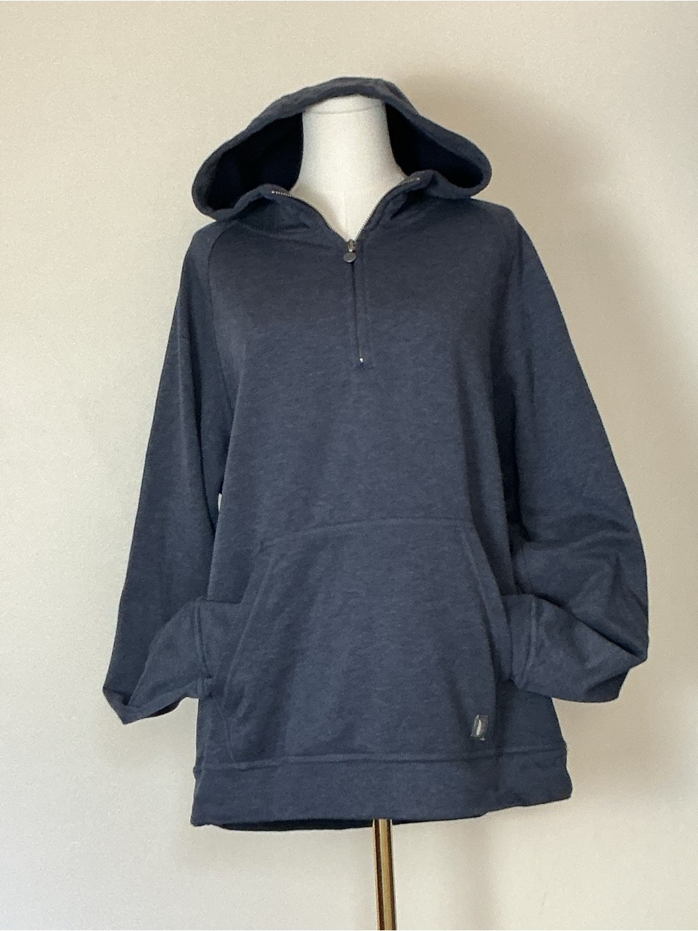 Linksoul Men's Quarter Zip Pullover Hooded Sweatshirt Kangaroo Pocket Sz L